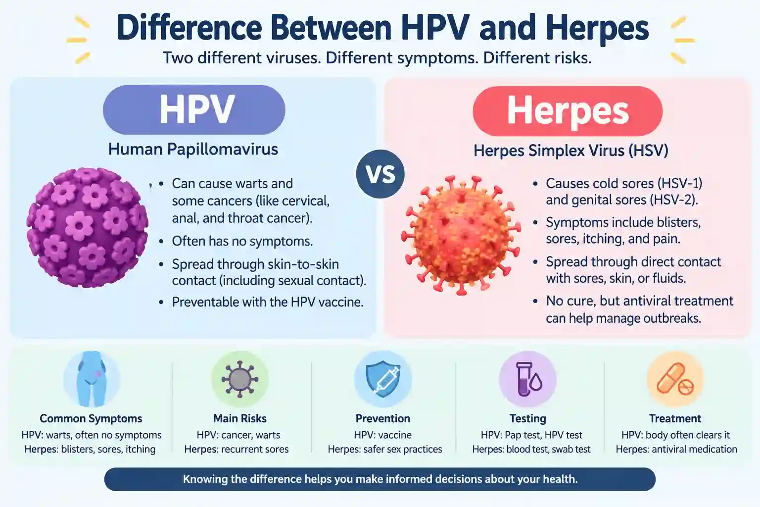 difference between hpv and herpes
