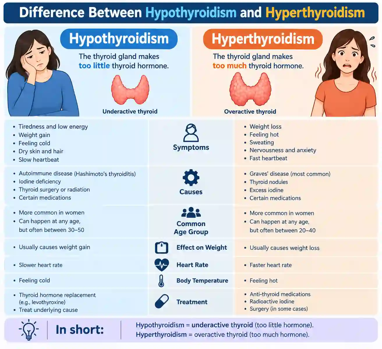 difference between hypothyroidism and hyperthyroidism