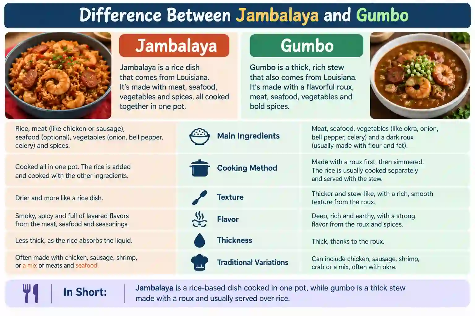 difference between jambalaya and gumbo