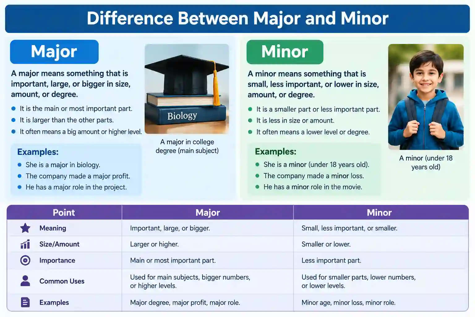 difference between major and minor